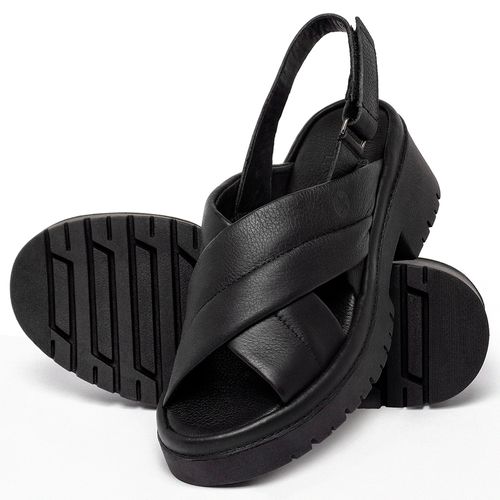 Sandália   Boho Salto de 5 cm em Couro Preto - Codigo - 153062