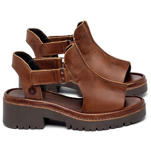 Sandália   Boho Salto de 5 cm em Couro Marrom - Codigo - 153074