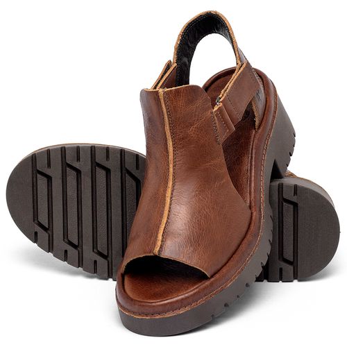 Sandália   Boho Salto de 5 cm em Couro Marrom - Codigo - 153074