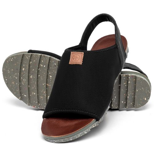 Sandália Rasteira   Flat em Neoprene Preto - Codigo - 158013
