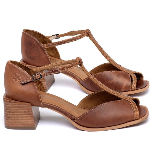 Sandália   Laranja Lima Shoes Classic Salto de 5 cm em Couro Marrom - Codigo - 3884