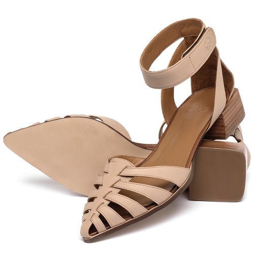 Scarpin   Bico Fino Salto de 3 cm em Couro Nude - Codigo - 3901