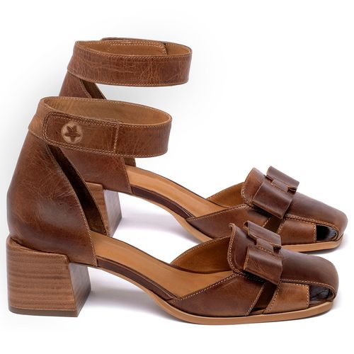 Sandália   Laranja Lima Shoes Classic Salto de 5 cm em Couro Marrom - Codigo - 3940