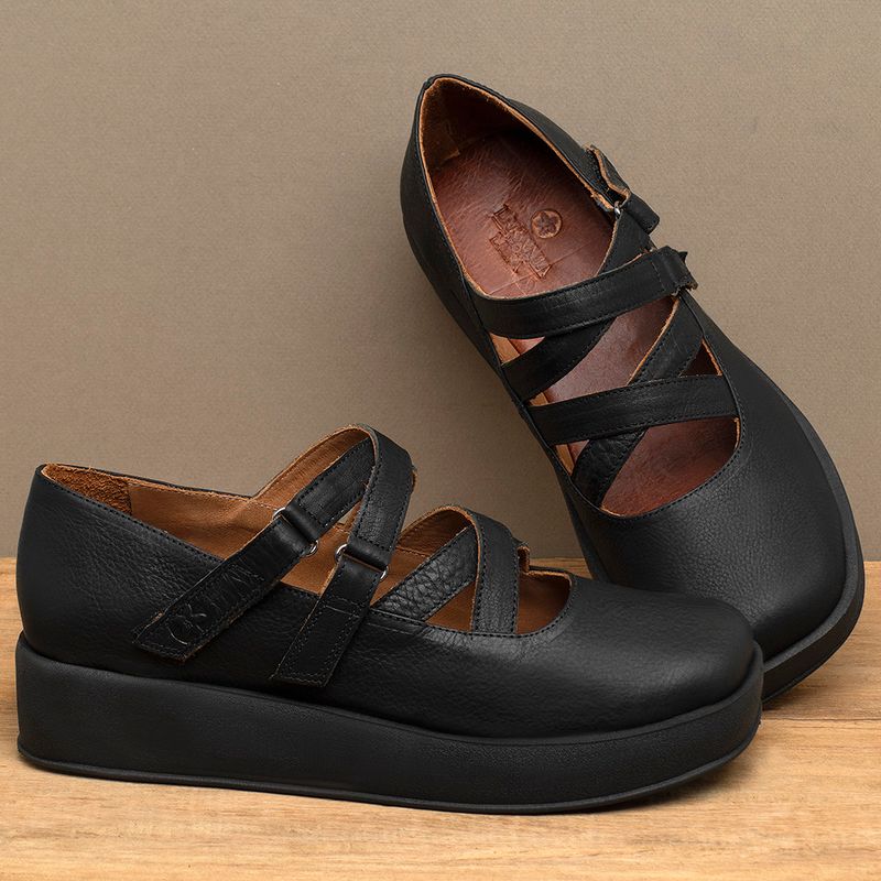 Laranja_Lima_Shoes_Sapatos_Femininos___Sandalia___Boho_Salto_de_4_cm_em_Couro_Preto_-_Codigo_-_3979_3