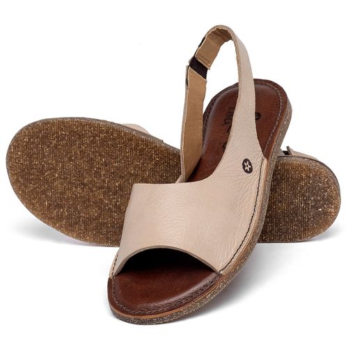 Sandália Rasteira   Flat em Couro Nude - Codigo - 156029