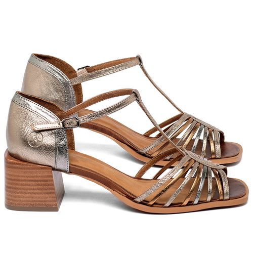 Sandália   Laranja Lima Shoes Classic Salto de 5 cm em Couro Metalizado - Codigo - 157003