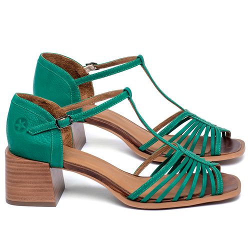 Sandália   Laranja Lima Shoes Classic Salto de 5 cm em Couro Verde - Codigo - 157003