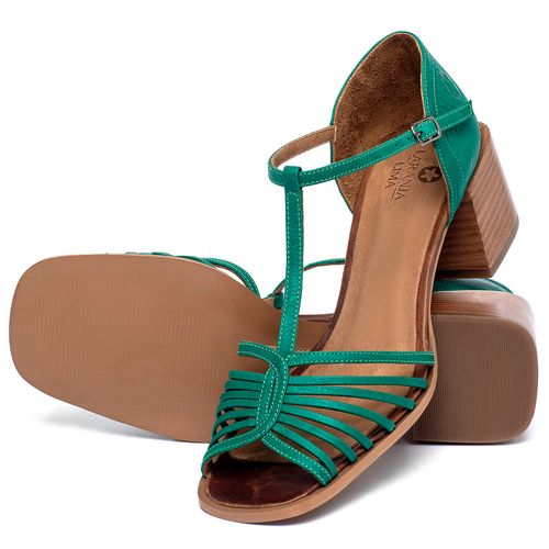 Sandália   Laranja Lima Shoes Classic Salto de 5 cm em Couro Verde - Codigo - 157003