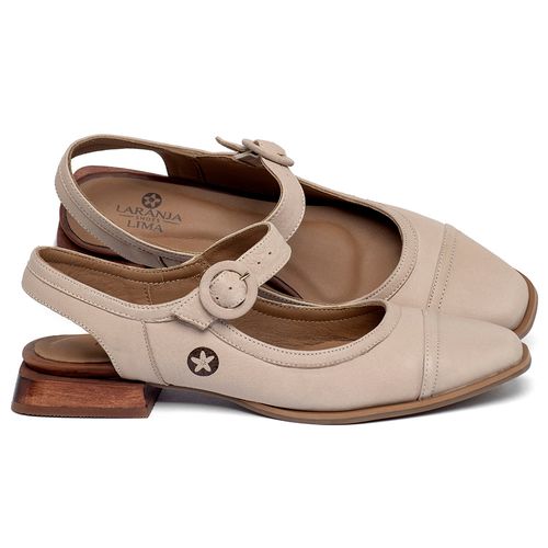 Scarpin   Bico Quadrado Salto de 1 cm em Couro Nude - Codigo - 9638