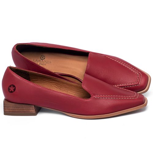 Mocassim Salto de 2 cm em Couro Vermelho - Codigo - 9484