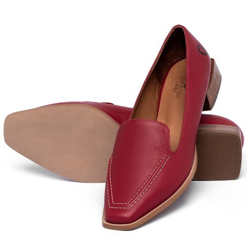 Mocassim Salto de 2 cm em Couro Vermelho - Codigo - 9484