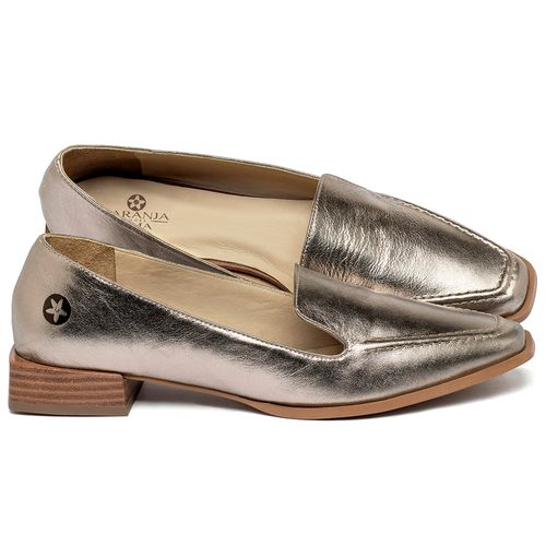 Mocassim Salto de 2 cm em Couro Metalizado - Codigo - 9484