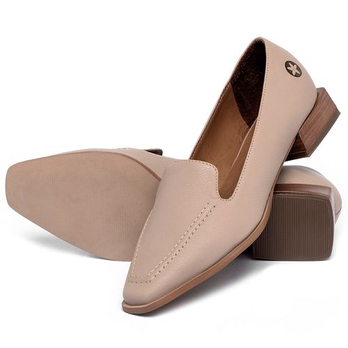 Mocassim Salto de 2 cm em Couro Nude - Codigo - 9484