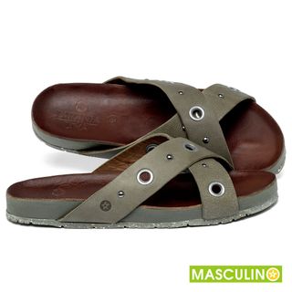 Rasteira em Couro Musgo - Codigo - 156086
