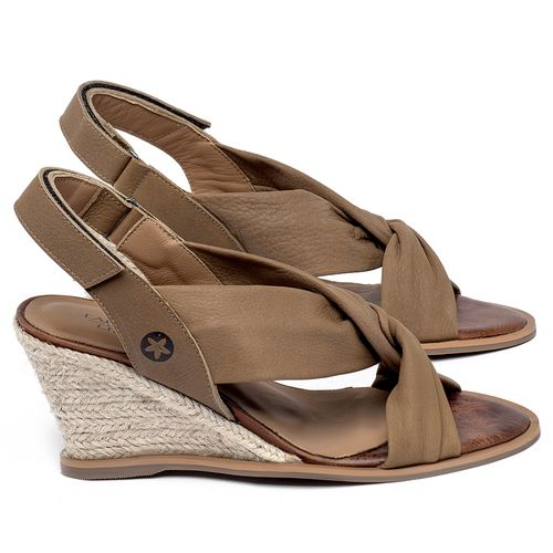 Anabela   Corda Salto de 7 cm em Couro Caramelo - Codigo - 9581
