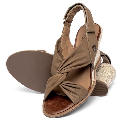 Anabela   Corda Salto de 7 cm em Couro Caramelo - Codigo - 9581
