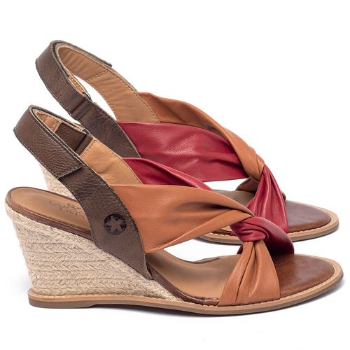 Anabela   Corda Salto de 7 cm em Couro Bicolor - Codigo - 9581