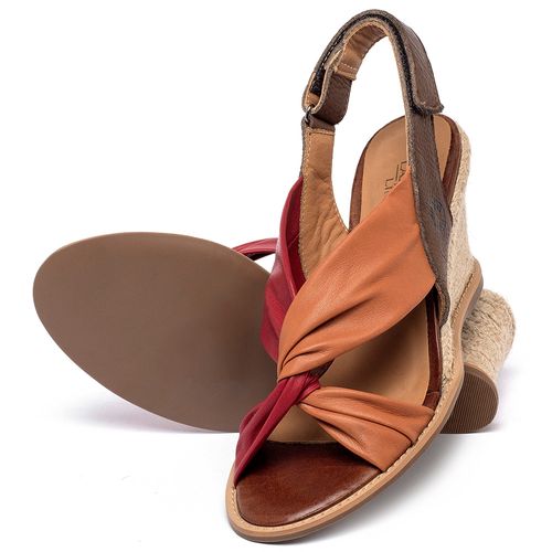 Anabela   Corda Salto de 7 cm em Couro Bicolor - Codigo - 9581