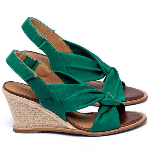 Anabela   Corda Salto de 7 cm em Couro Verde - Codigo - 9581