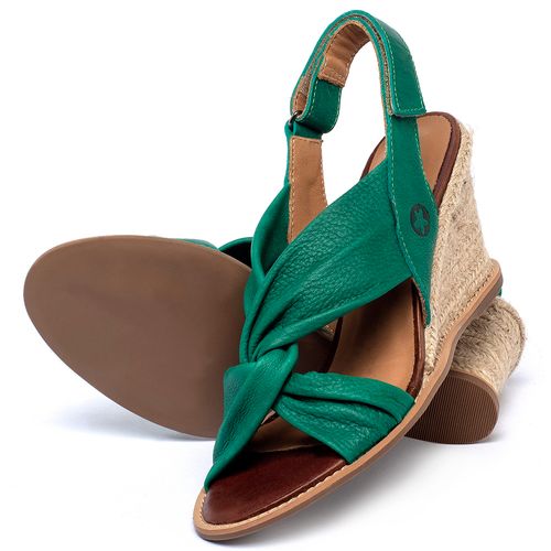 Anabela   Corda Salto de 7 cm em Couro Verde - Codigo - 9581