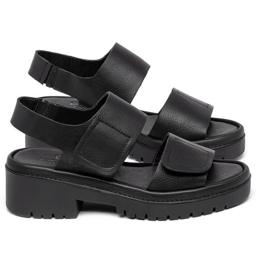 Sandália   Boho Salto de 5 cm em Couro Preto - Codigo - 153015