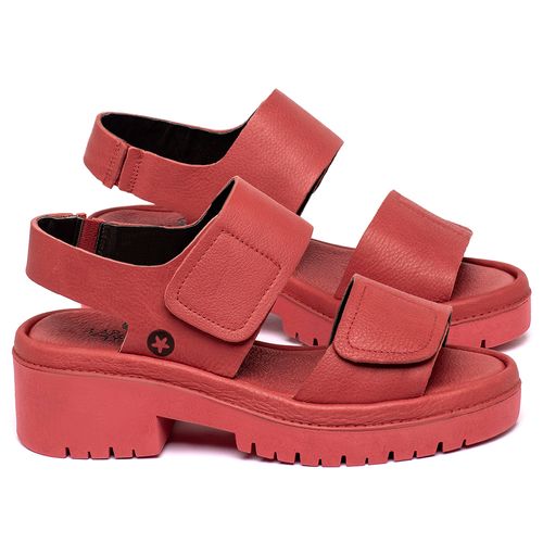 Sandália   Boho Salto de 5 cm em Couro Vermelho - Codigo - 153015
