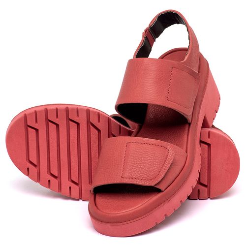 Sandália   Boho Salto de 5 cm em Couro Vermelho - Codigo - 153015