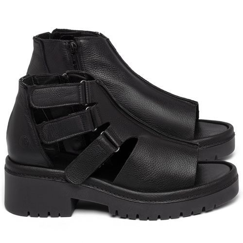 Sandália   Boho Salto de 5 cm em Couro Preto - Codigo - 153016