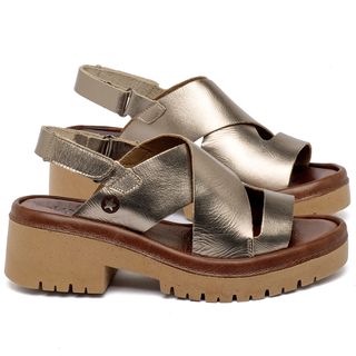 Sandália   Boho Salto de 5 cm em Couro Metalizado - Codigo - 153047