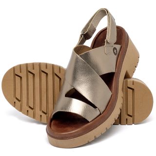 Sandália   Boho Salto de 5 cm em Couro Metalizado - Codigo - 153047