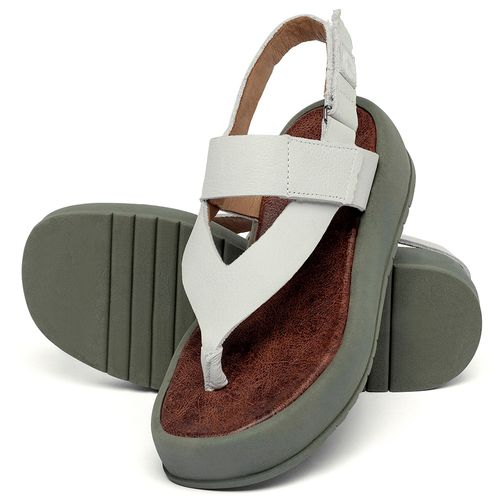 Sandália   Boho Salto de 4 cm em Couro Off-White - Codigo - 153076
