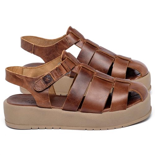 Sandália   Boho Salto de 4 cm em Couro Marrom - Codigo - 153077