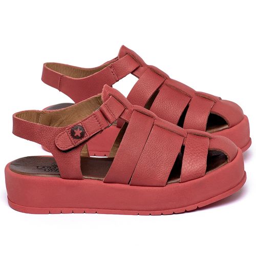 Sandália   Boho Salto de 4 cm em Couro Vermelho - Codigo - 153077