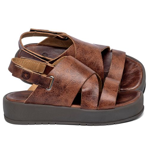 Sandália   Boho Salto de 4 cm em Couro Marrom - Codigo - 153080