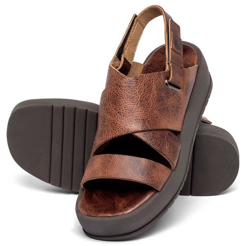 Sandália   Boho Salto de 4 cm em Couro Marrom - Codigo - 153080
