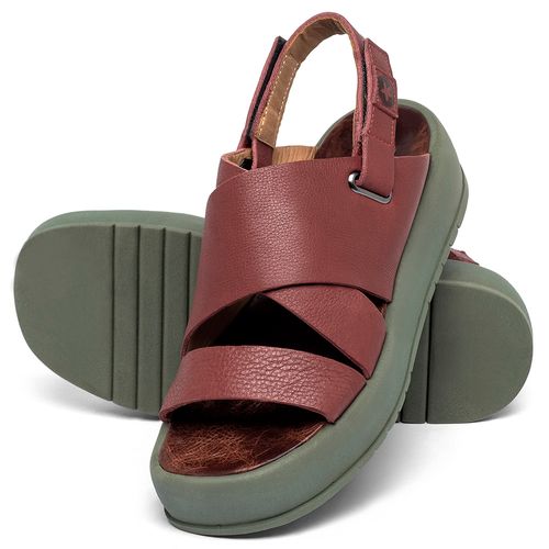 Sandália   Boho Salto de 4 cm em Couro Vermelho - Codigo - 153080