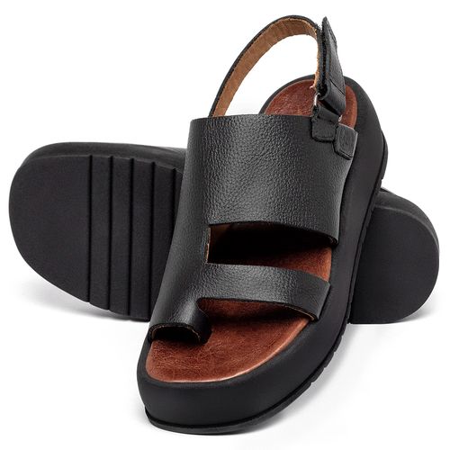 Sandália   Boho Salto de 4 cm em Couro Preto - Codigo - 153081