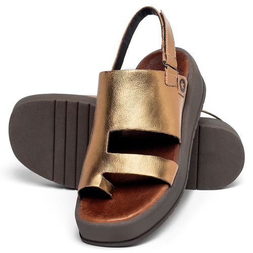 Sandália   Boho Salto de 4 cm em Couro Metalizado - Codigo - 153081