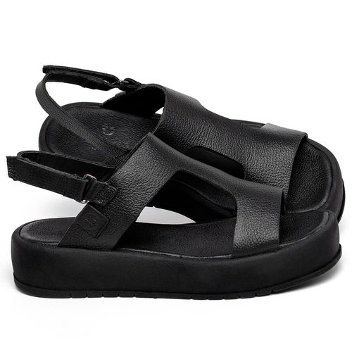 Sandália   Boho Salto de 5 cm em Couro Preto - Codigo - 153082