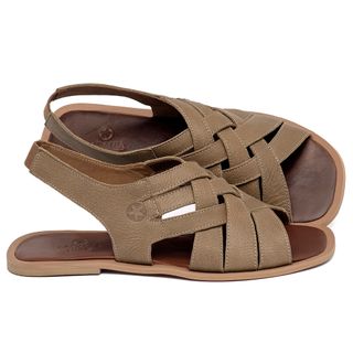 Sandália Rasteira   Flat em Couro Caramelo - Codigo - 157028