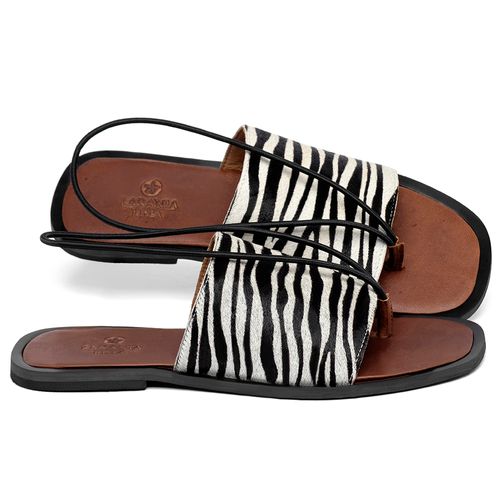Sandália Rasteira   Flat em Couro Animal Print - Codigo - 157032