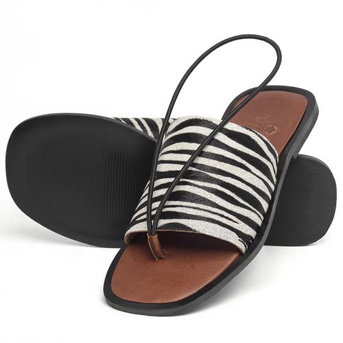 Sandália Rasteira   Flat em Couro Animal Print - Codigo - 157032