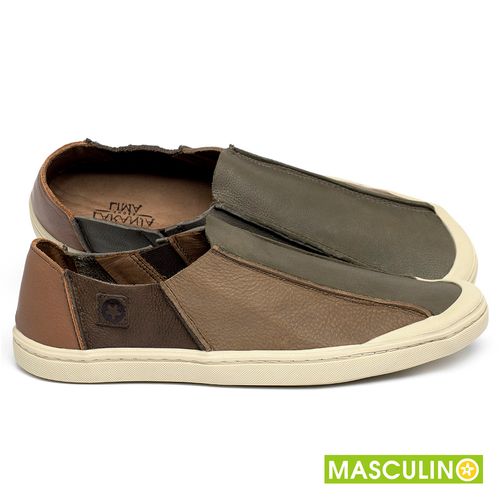 Tênis Masculino   Cano Baixo em Couro Colorido - Codigo - 156082