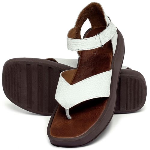 Sandália   Boho Salto de 4 cm em Couro Off-White - Codigo - 3925