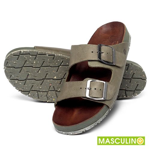 Rasteira em Couro Musgo - Codigo - 156083