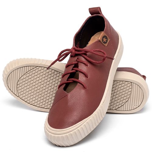 Tênis   Cano Baixo em Couro Vermelho - Codigo - 153067