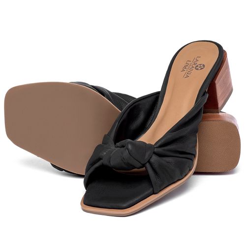 Sandália   Laranja Lima Shoes Classic Salto de 5 cm em Couro Preto - Codigo - 9641