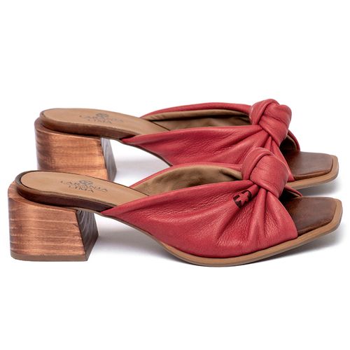 Sandália   Laranja Lima Shoes Classic Salto de 5 cm em Couro Vermelho - Codigo - 9641