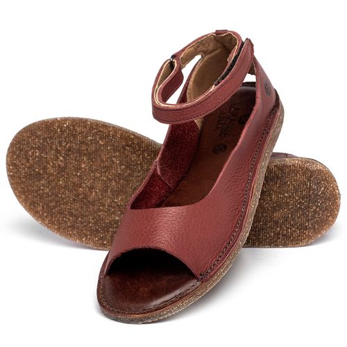Sandália Rasteira   Flat em Couro Vermelho - Codigo - 156030