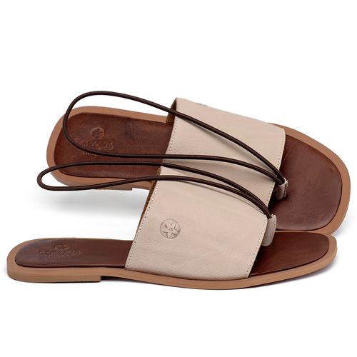 Sandália Rasteira   Flat em Couro Nude - Codigo - 157031